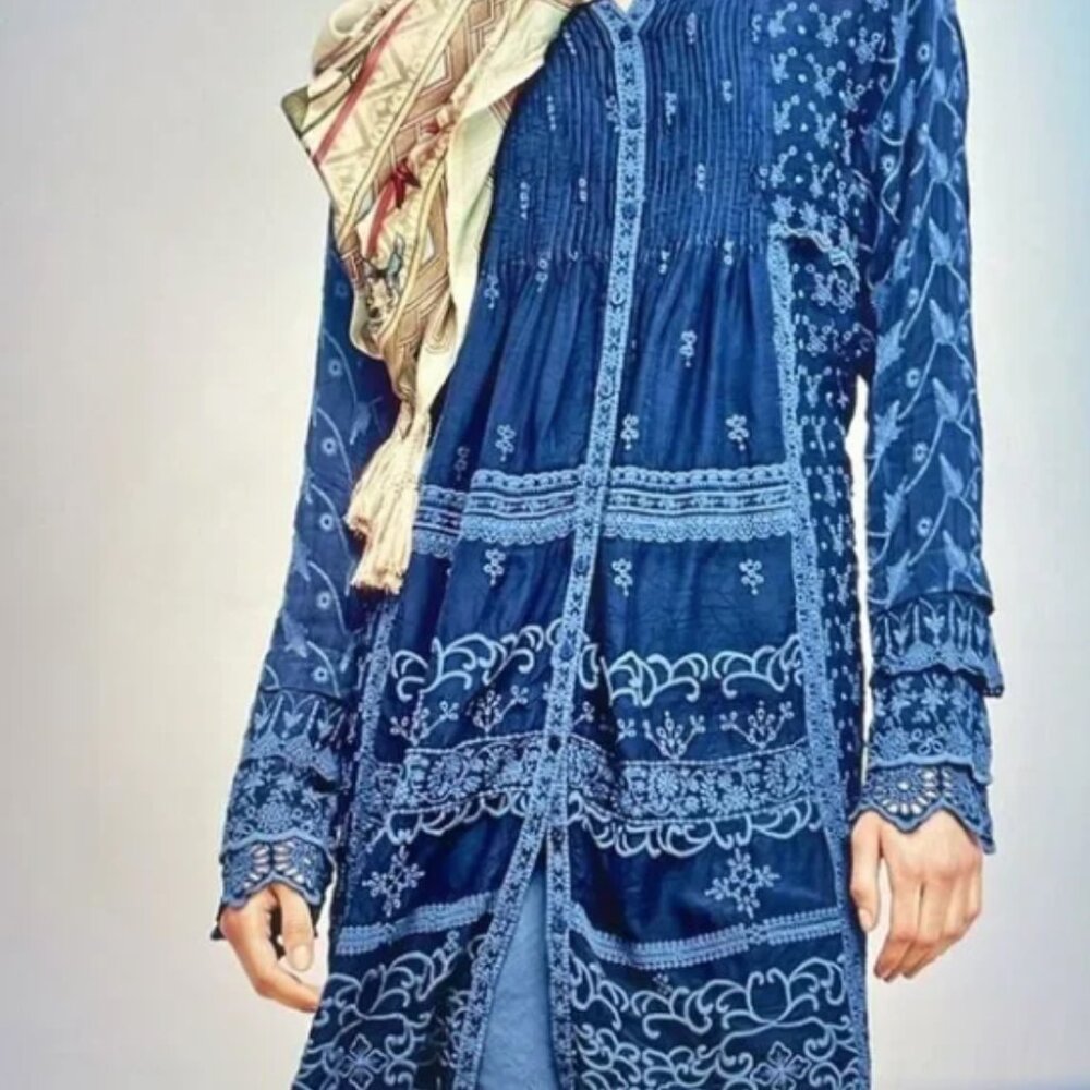 JOHNNY WAS ASHEENA EMBROIDERED TUNIC DRESS